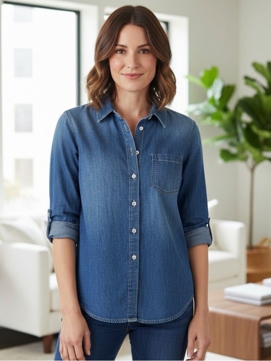 Ann Taylor Tops - Ann Taylor Women's weekend Blue Denim Button-Down Shirt